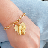 Balloon Initial Heart Charm Bracelet - Gold Link Chain