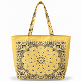 Ellison+Young Bandana Market Tote Bag in Butter Yellow with black paisley bandana print