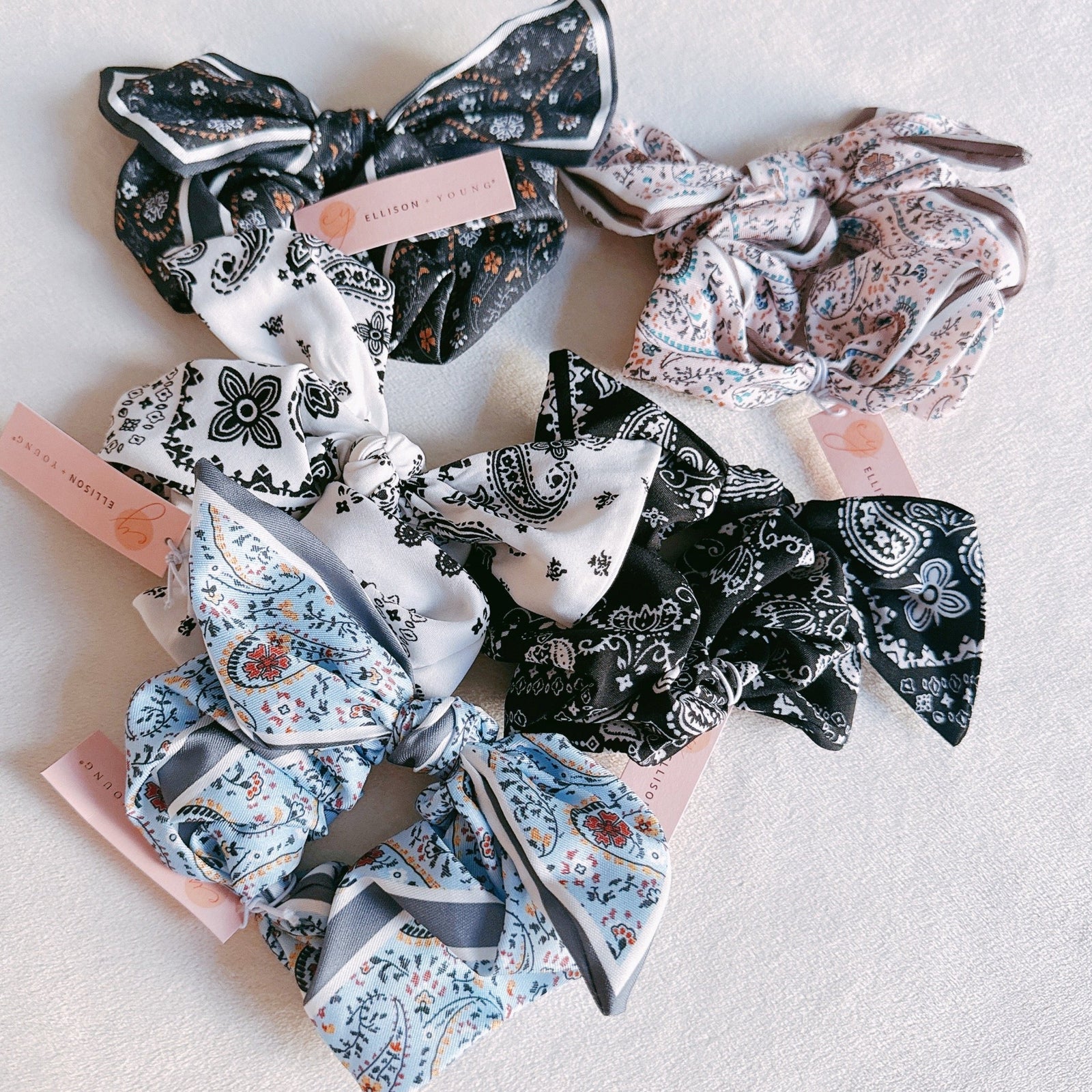 Bandana Tied Hair Scrunch – Ellisonyoung.com
