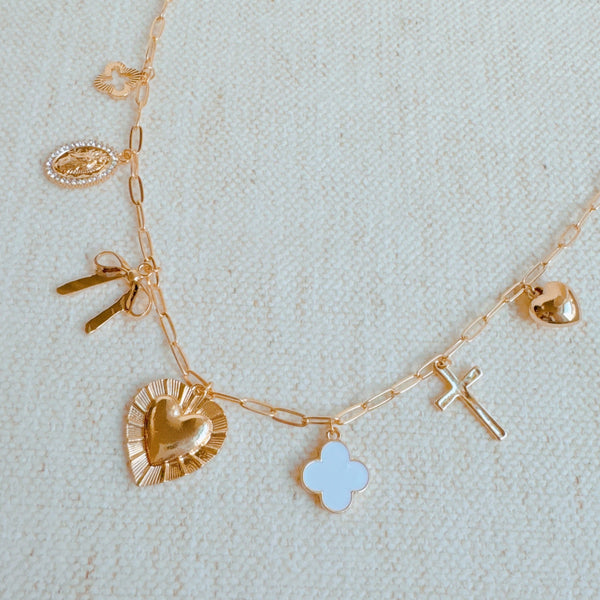 Big Heart 7 Charm Necklace
Golden