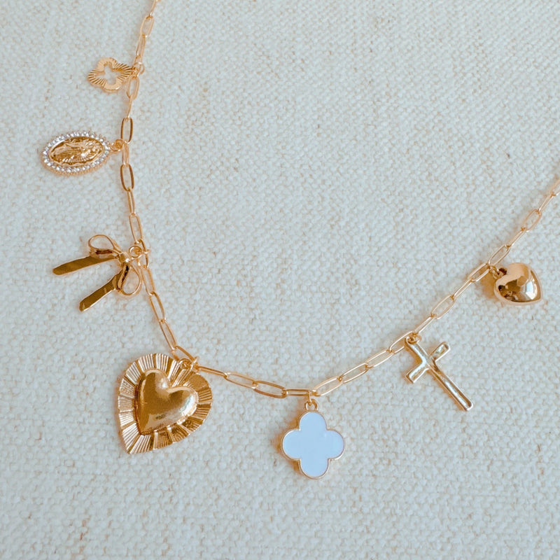 Big Heart 7 Charm Necklace
Golden