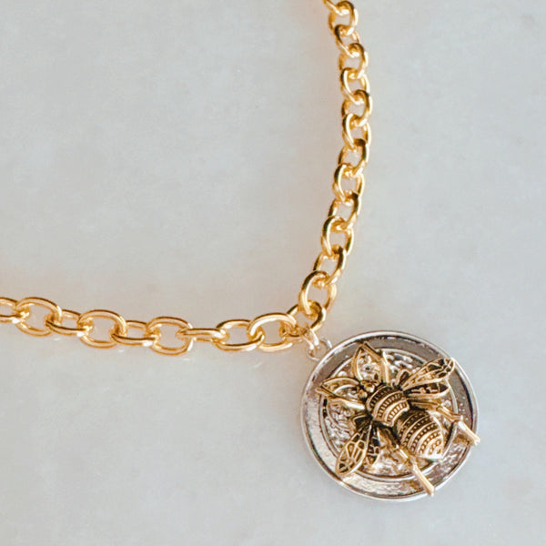 Bold And Antique Bee Chain Necklace