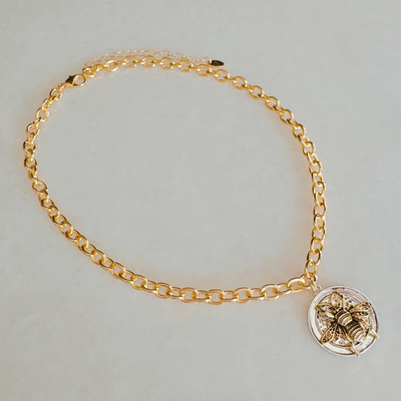 Bold And Antique Bee Chain Necklace