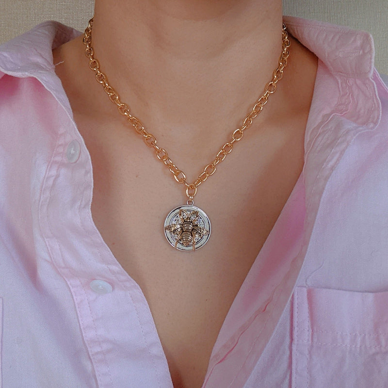 Bold And Antique Bee Chain Necklace