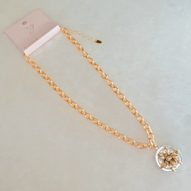 Bold And Antique Bee Chain Necklace