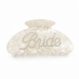 White hair claw with 'Bride' embellishments on a white background