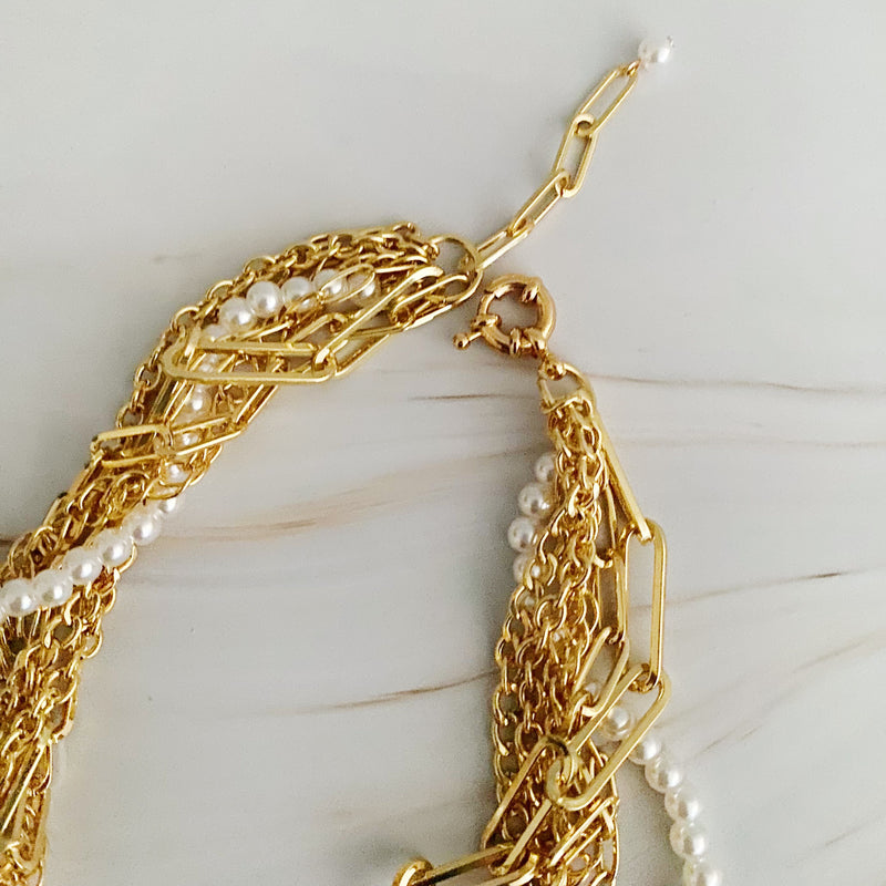 Multi Chain Pearl Necklace