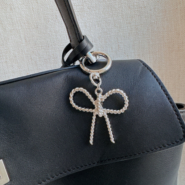 Cabled Bow Bag Charm