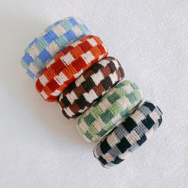 Checkered-Donut-Hair-Ties-Set-Of-5