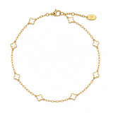 Gold bracelet with star-shaped links on a white background