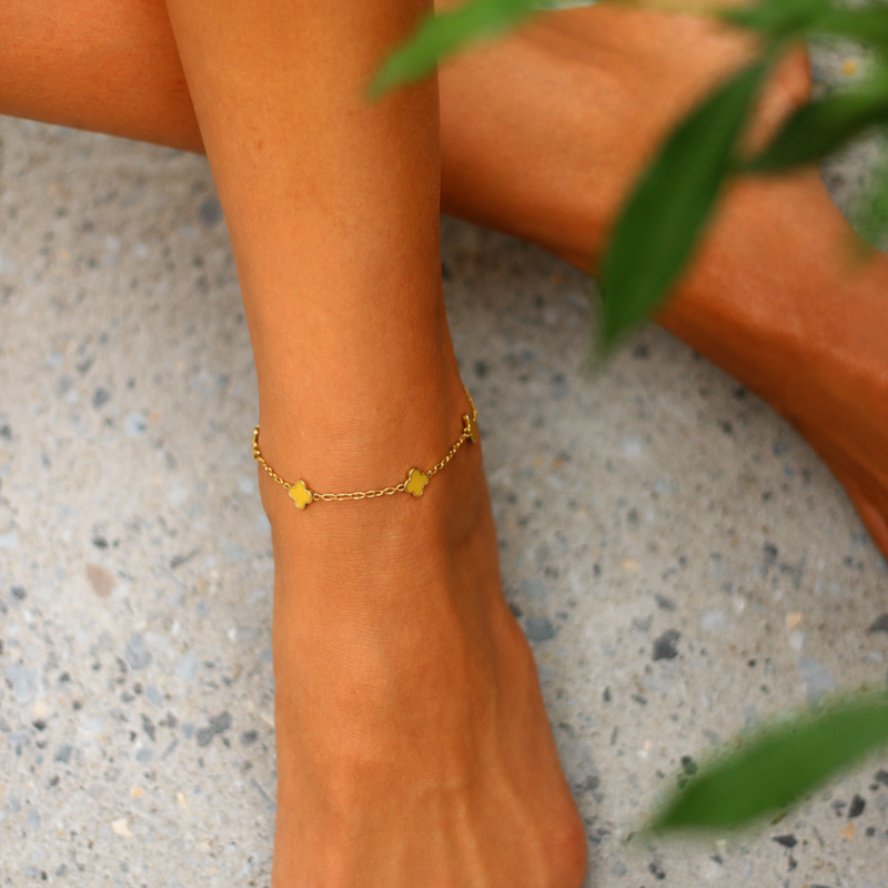 Clover Station Chain Anklet | Dainty Gold Extendable Anklet