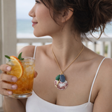 Coastal Charm Shell Pendant Necklace – Stone & Gold Accent