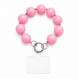 Pink large beaded wrist lanyard