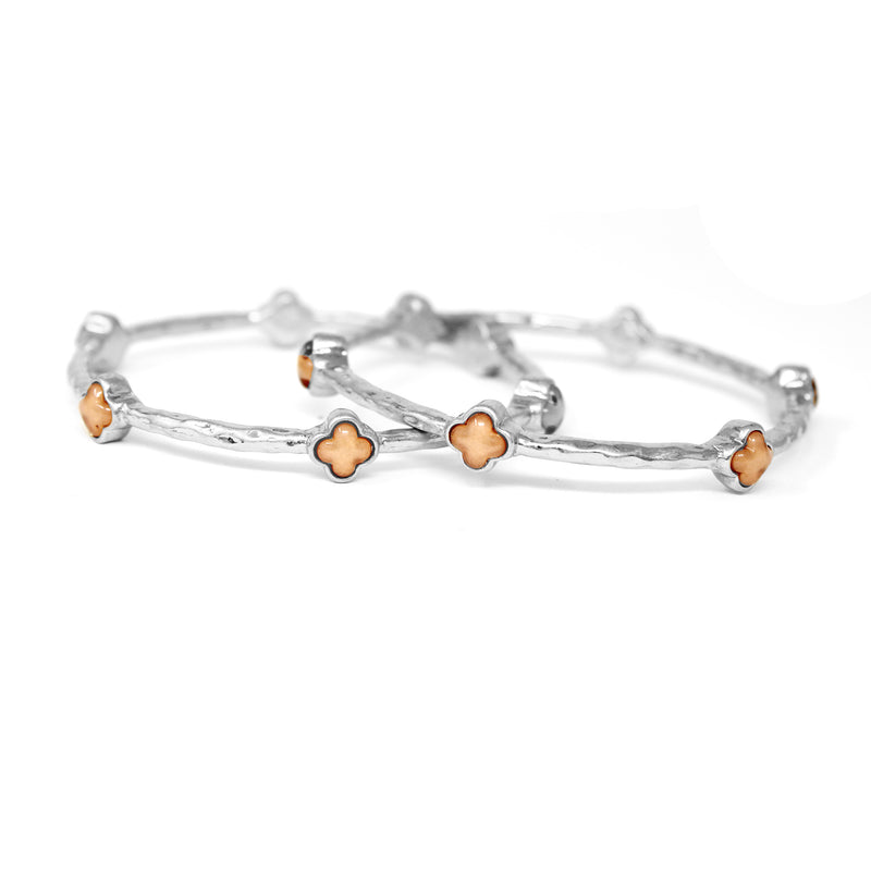 Color Clover Hammered Texture Stackable Bangle Set of 2