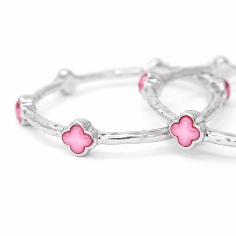 Color Clover Hammered Texture Stackable Bangle Set of 2