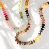 colorful beads in a necklace. 2 different colors together