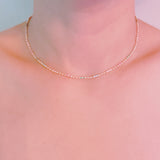 Delicate ball chain necklace featuring multicolor beads for a playful, vibrant look—perfect for layering or wearing solo to brighten up any outfit.