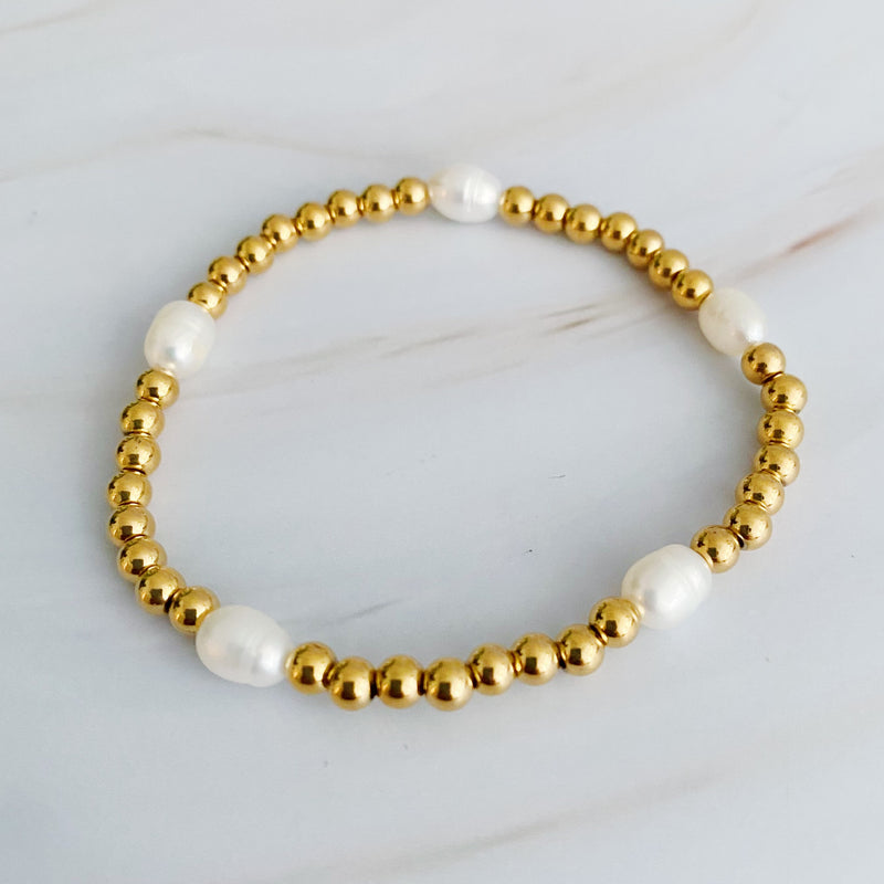 Freshwater Pearls Golden Bauble Bracelets