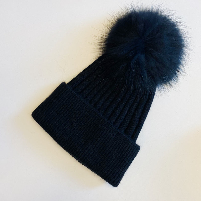 Gorro de lujo de piel auténtica de angora pura