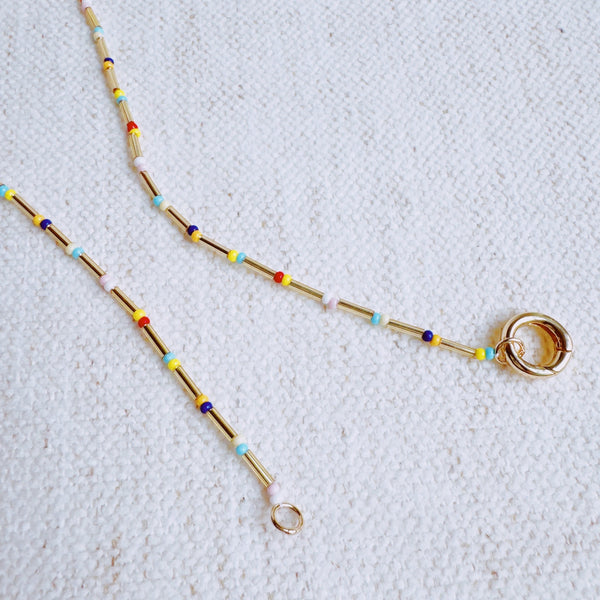 Dainty Color Bead Front Lock Necklace