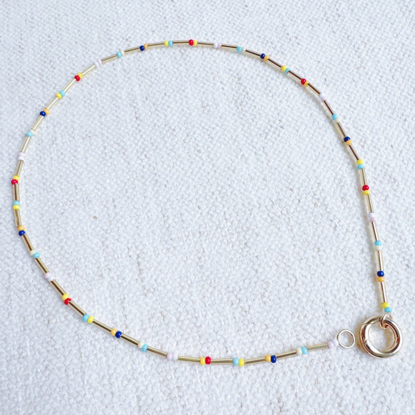 Dainty Color Bead Front Lock Necklace