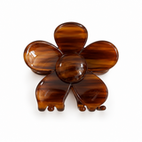 Daisy Claw Clip in amber marbled acetate, front view