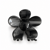 Daisy Claw Clip in black marbled acetate, front view
