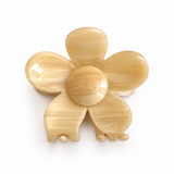 Daisy Claw Clip in ivory marbled acetate, front view