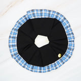 Chic hair scrunchie with a classic preppy design, featuring bold contrasting borders and a tailored look—perfect for polished, everyday styling