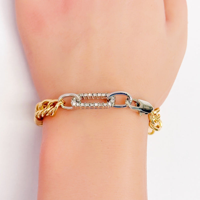Dual Shine Pavé Link Chain Bracelet