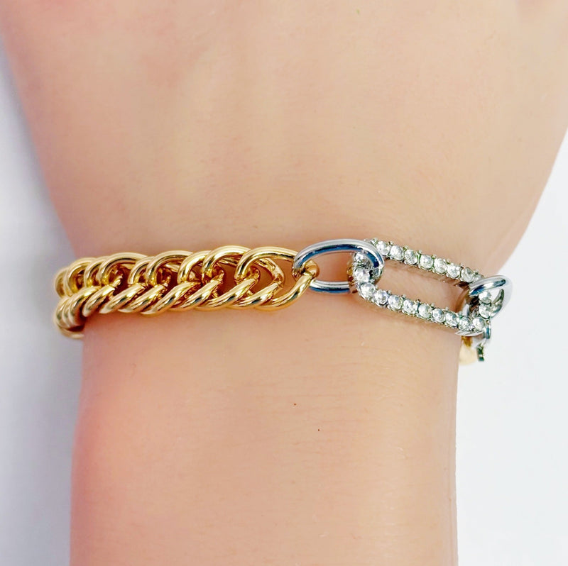 Dual Shine Pavé Link Chain Bracelet