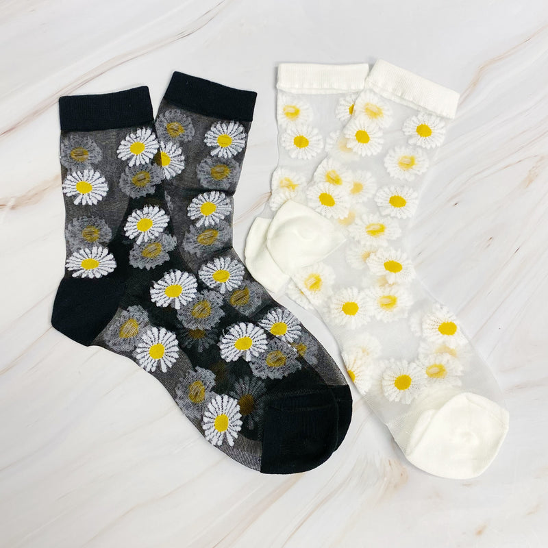 Daisy Field Sheer Socks Set Of 2 Pairs