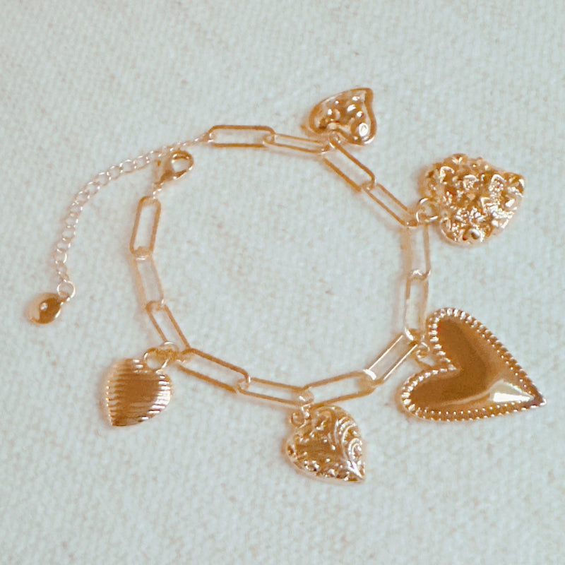 Five Hearts Charm Bracelet