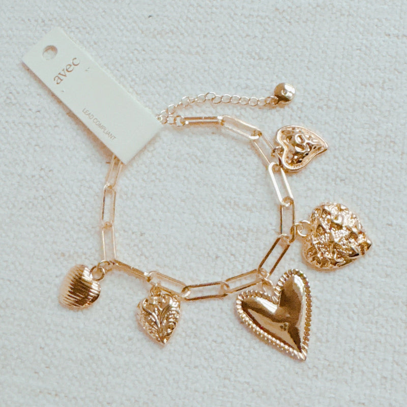 Five Hearts Charm Bracelet