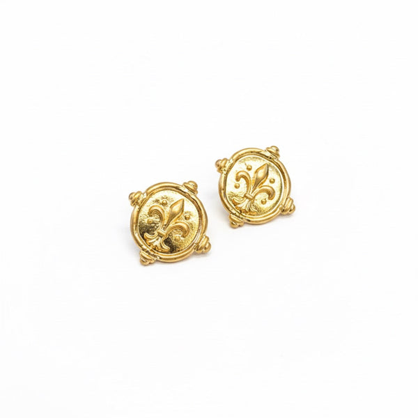 Fleur-De-Lis Coin Stud Earrings