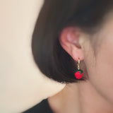 Fresh Cut Strawberry Dangle Huggie Earrings