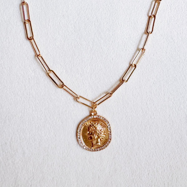 Glam Edge Coin Link Chain Necklace