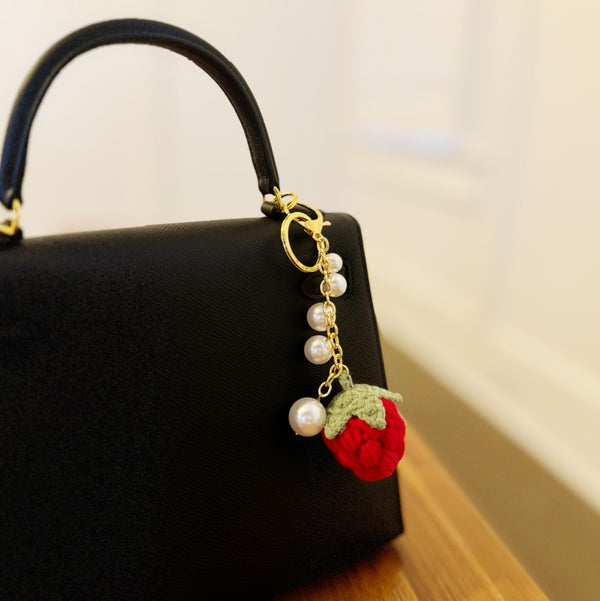 Strawberry And Pearls Bag Charm