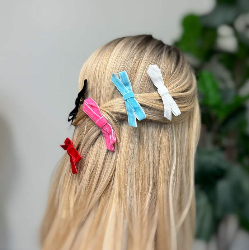 Adorable Velvet Bow Hair Clip Set Of 5