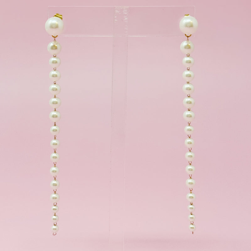 Pendientes largos degradados con perlas
