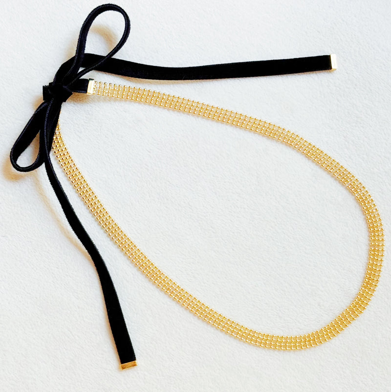 Ties On The Back Golden Choker Necklace