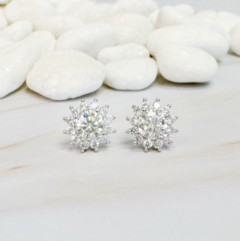 Flower Shape Moissanite Stud Earrings