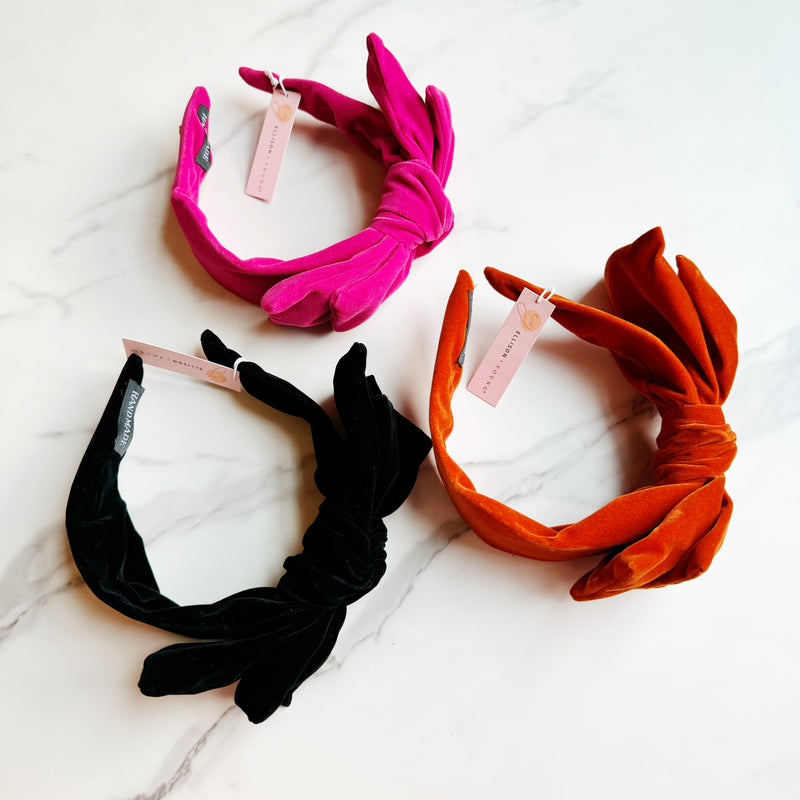 Structured Velvet Bow Headband