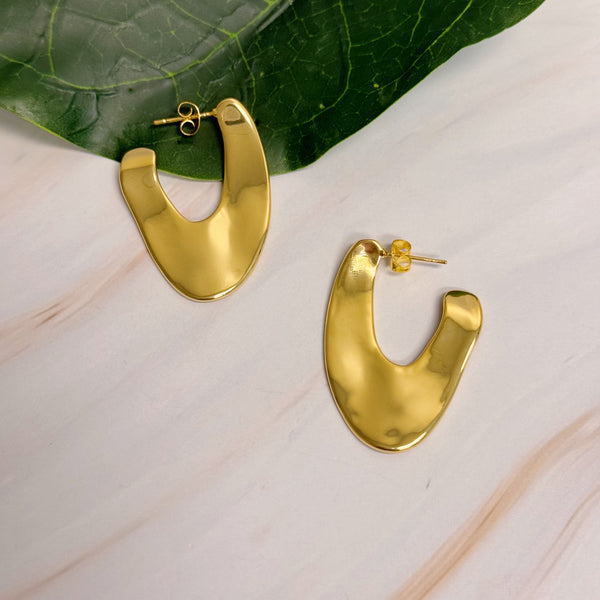 Polished Golden Art Hoop Earrings