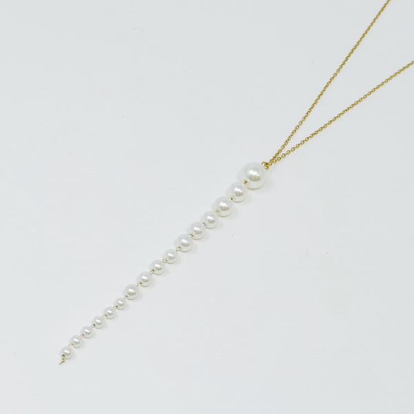 Gradiant Long Pearl Drop Necklace