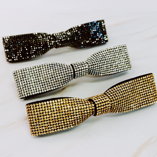 Slim Sleek Bling Bow Hair Clip