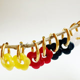 Color Power Daisy Drop Hoop Earrings