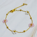 Collier de perles romantique champ de fleurs