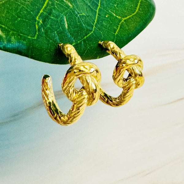 Textured And Knotted Hoop Earrings