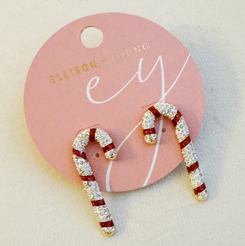 Twinkling Candy Cane Stud Earrings